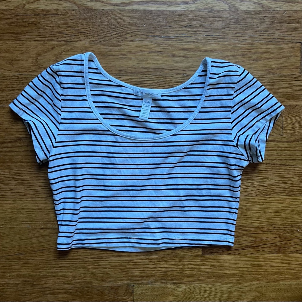 Black and white striped crop top